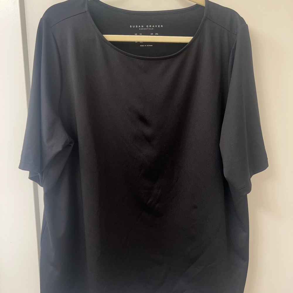 Susan Graver Essentials Butterknit Elbow Sleeve Bateau Neck Top SZ 1X